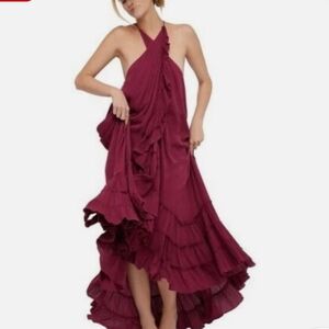 Free People Boho Festival Ruffle Maxi Dress Size XS